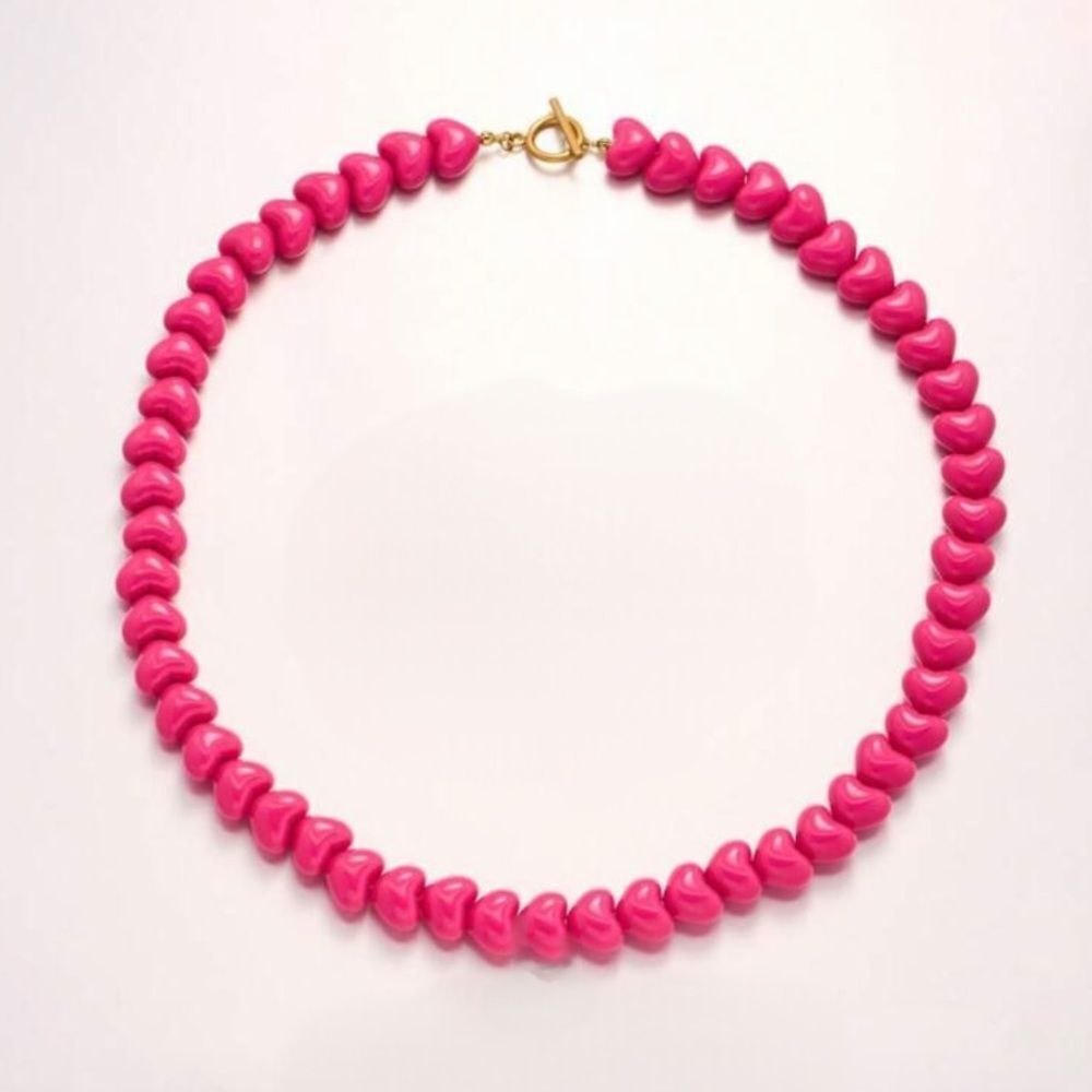 Pink Heart Bead Necklace Q1001